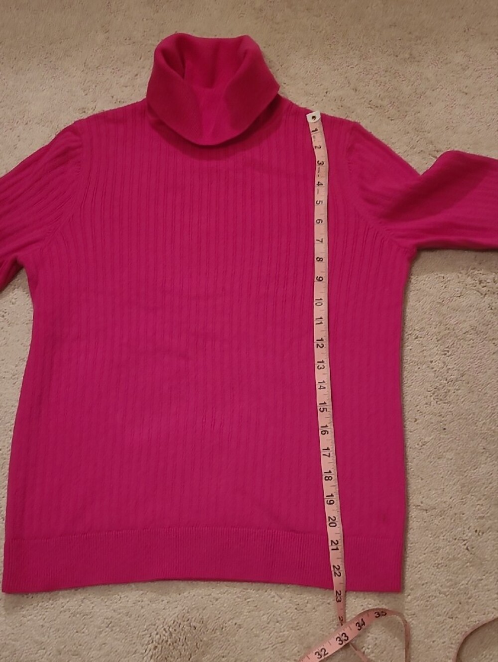 NWT Talbots Womens Size M Bright Fuchsia Ribbed Turtleneck Sweater - Picture 4 of 7